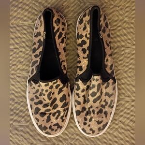 Keds Sz 9 Women's Tan and Black Leopard Slip-On Sneakers